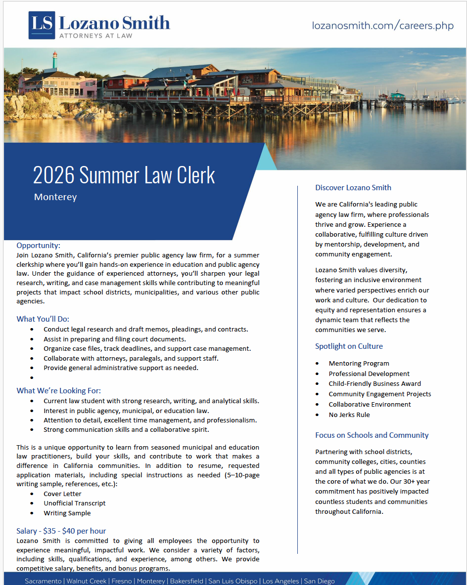 2026 Summer Law Clerk - Monterey