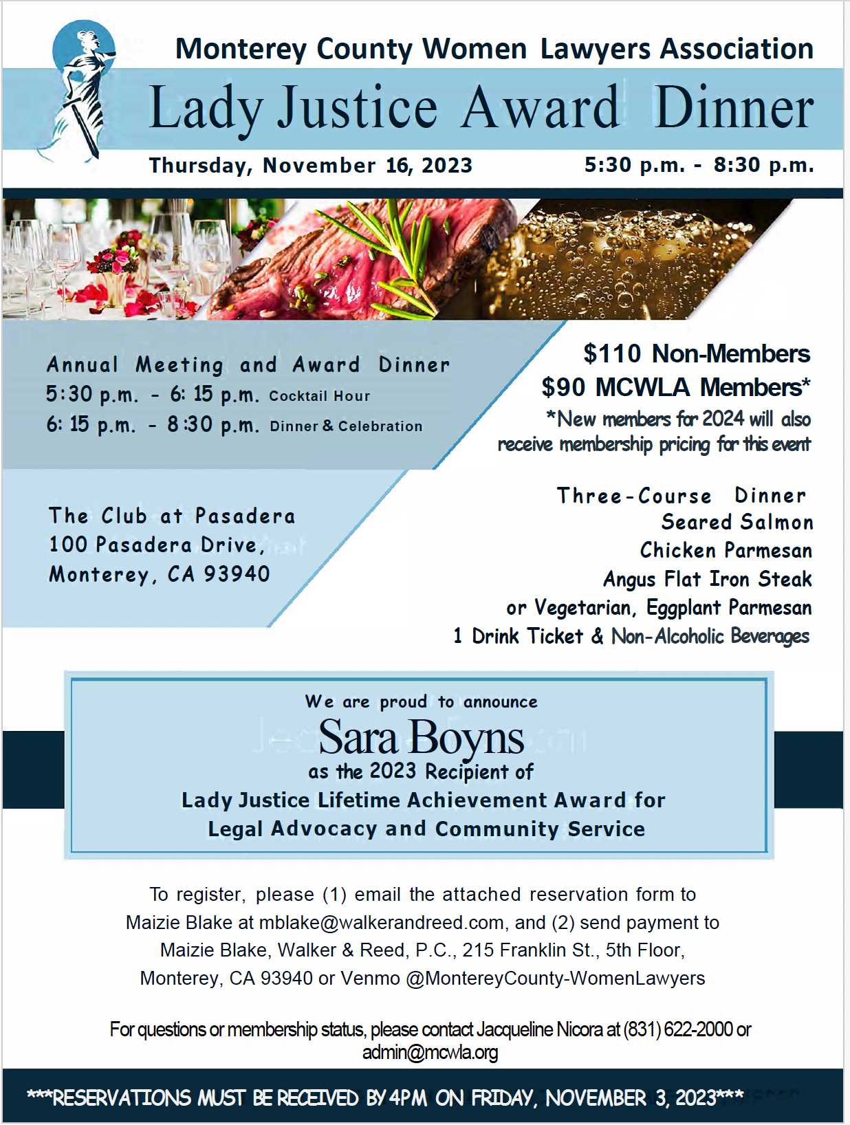 Lady Justice Award Dinner invite