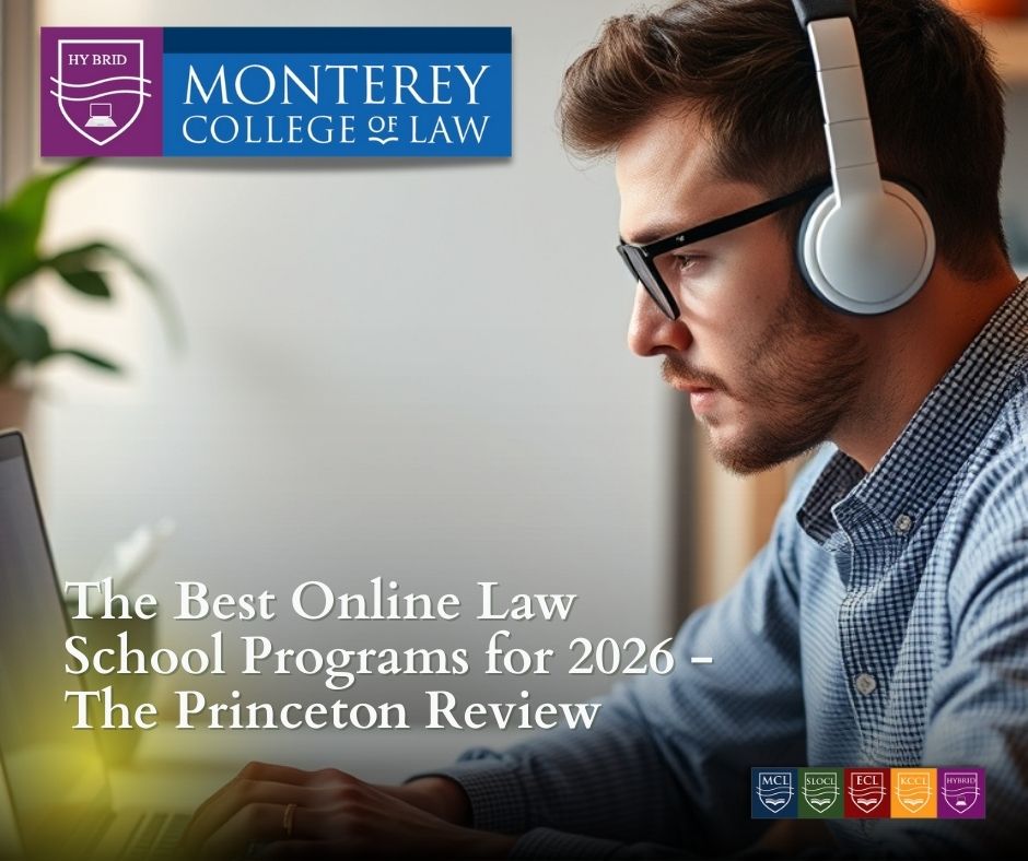 White male wearing glasses and headphones at a laptop. Logo in left top and right bottom corners. White text