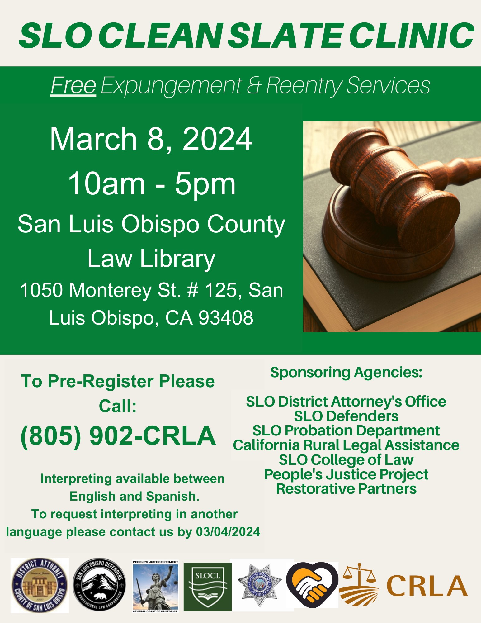 SLO Clean Slate Clinic Flyer